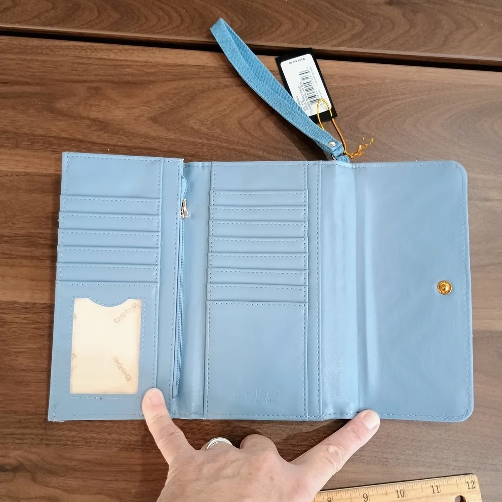 bebe Blue Quilted Wallet